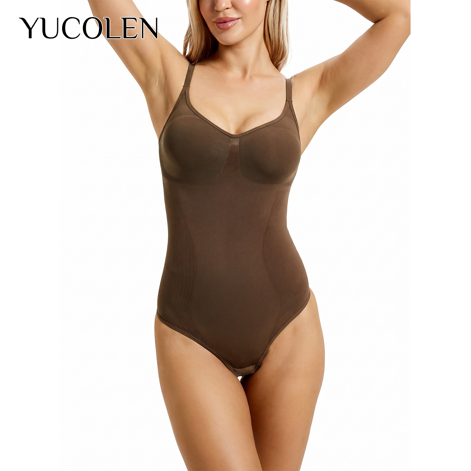 Shapewear Bodysuit Firm - YUCOLEN Damen-Body mit U-Ausschnitt, Tanga-Body, formgebende