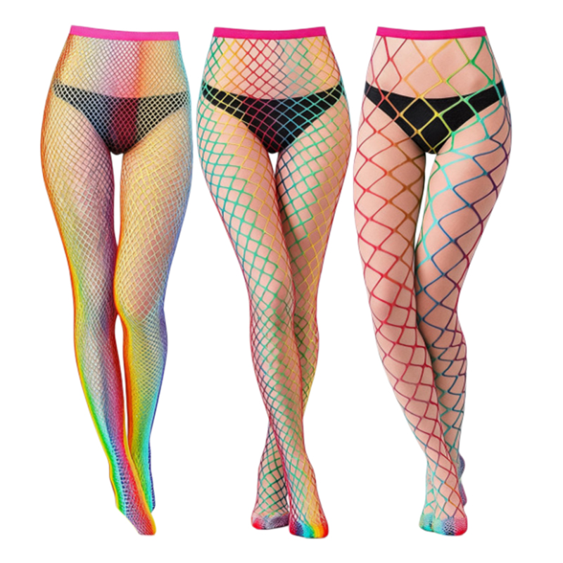 Bodystocking Fishnet - Damen Sexy Durchsichtige Nylon Bunte Netzstrumpfhose