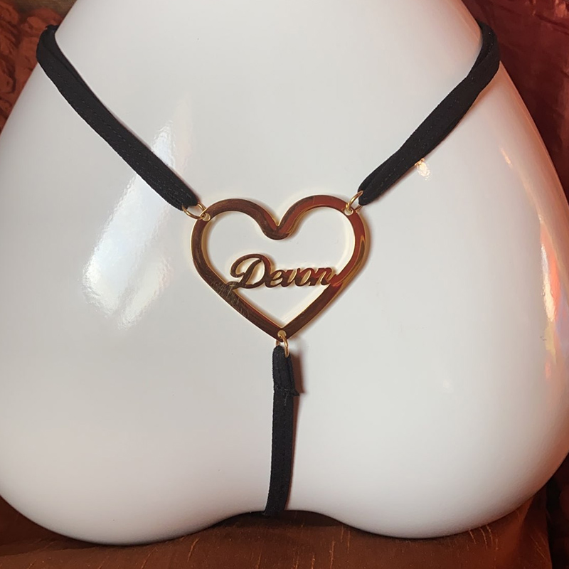 Thong Bikini Women - Sexy Taillen-Körperkette, individueller Herz-Namen-Anhänger, Schmuck, Edelstahl-Körperkette